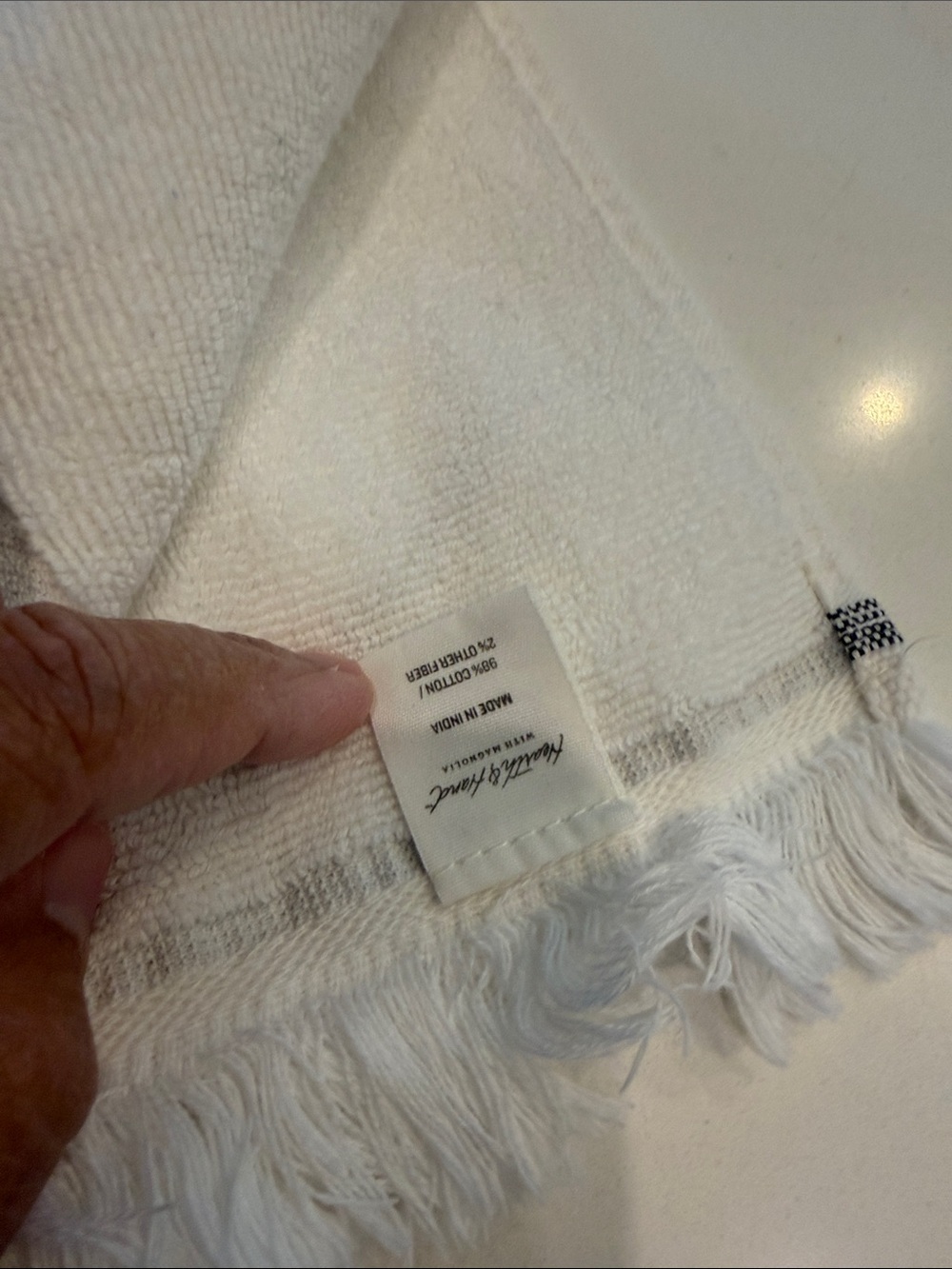 Hearth & Hand Creme and dark Gray Cotton Bath and hand Towels., like new - Picture 12 of 12